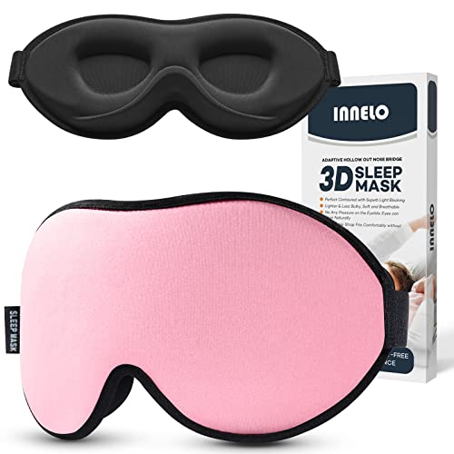 INNELO Sleep Mask for Side Sleeper, Eye Mask Sleeping Women Men, 100% Light Blocking 3D Contoured Cup Sleeping Mask Soft No Eye Pressure Cover Blindfold Night Shade for Travel Nap Yoga, Pink - color: Pink