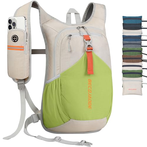 BECOJADDE 20L Small Hiking Backpack for Men Women Foldable Packable Back Pack Ultralight Hiking Daypack for Travel Camping Outdoor, Beige Green - color: Beige Green, size: 20L