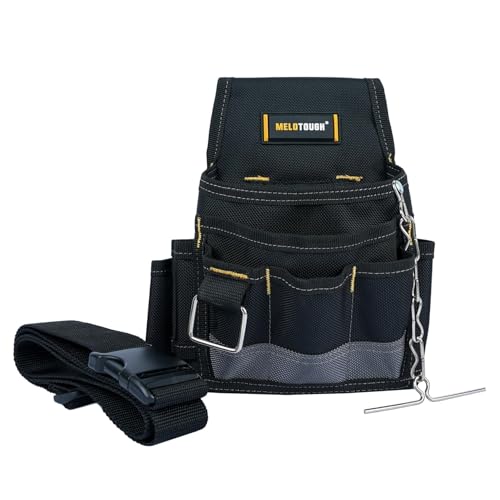 MELOTOUGH Electrician Tool Pouch Tool Belt Pouches Multiple Pockets Tool Organizer for Technician, Maintenance, HVAC - color: Grey, size: Small Electrician Pouch