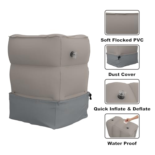 Inflatable Travel Pillow for Airplane, Adjustable Foot Rest Cushion for Under Sesk, Portable Foot Stool for Long Flights, Office and Home Use