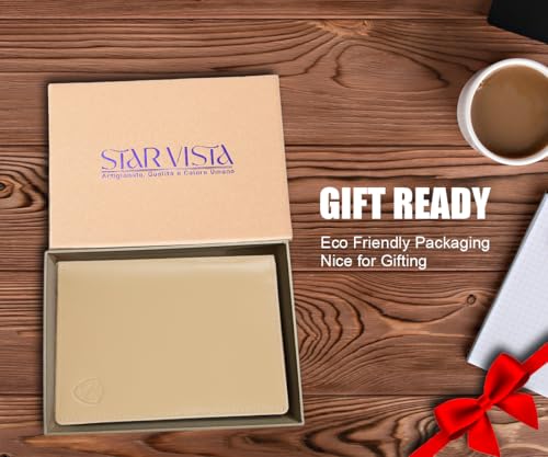 STAR VISTA Phoenix Leather Passport Holder, Calfskin Travel Wallet - RFID Blocking, ID Window, Zipper Pocket, Pen & Notebook Included, Ivory - color: Ivory Calfskin
