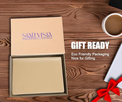 STAR VISTA Phoenix Leather Passport Holder, Calfskin Travel Wallet - RFID Blocking, ID Window, Zipper Pocket, Pen & Notebook Included, Ivory - color: Ivory Calfskin