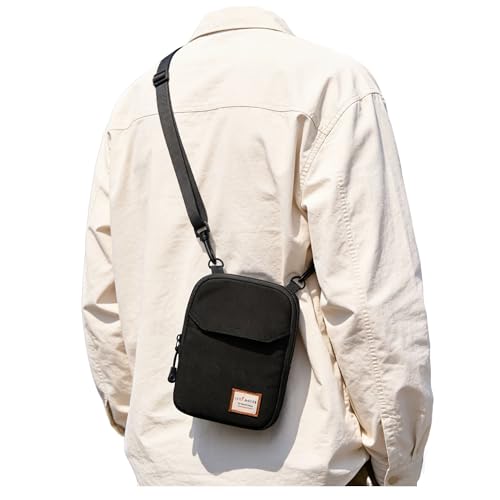 SEAFEW Mini Crossbody Bag Shoulder Bag for Men, Small Messenger Satchel Bag for Women - color: Black - Large
