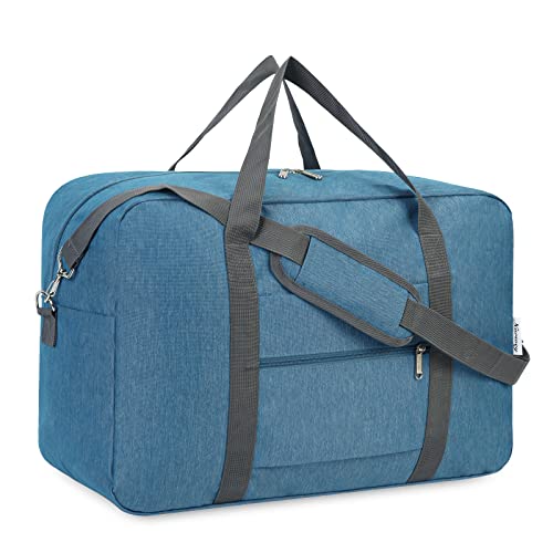 For Spirit Airlines Personal Item Bag 18x14x8 Foldable Travel Duffel Bag Tote Foldie Duffle Carry on Luggage for Women and Men 30L (Navy Blue (With Shoulder Strap)) - color: Navy Blue, size: 30L