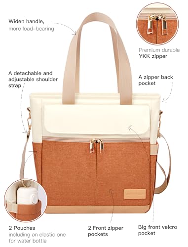 JOYHILL Lunch Bag for Women, Lunch Tote Leakproof Insulated Lunch Box with Shoulder Strap, Adult Reusable Lunch Cooler Tote Bags for Work Picnic Camping Beach (ORANGE) - color: GA-ORANGE