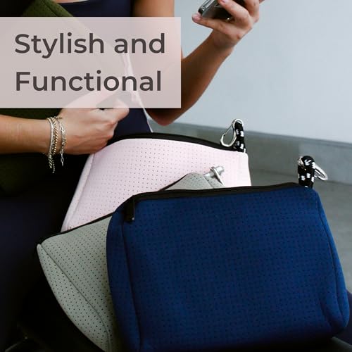 POPUPS Large Makeup Bag with Zipper, Deep Blue - Waterproof Neoprene Cosmetic Bag 7.7 x 10.75 x 5 inches - color: Basic Deep Blue