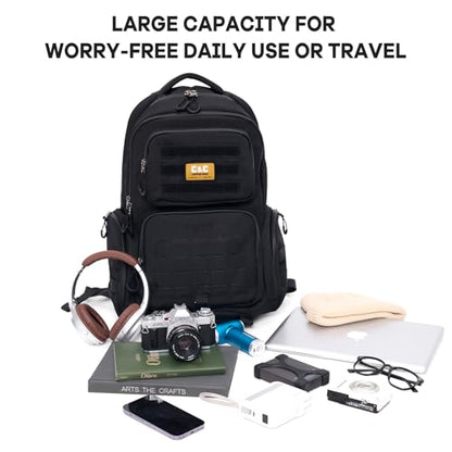 Timeet Tactical Backpack for Men, 21 Inch Black 40L Large Capacity, Laser Cut Molle Three Sided Opening, Water Resistant 17 inch Laptop Military Hiking 3 Day Assault Pack - color: Black