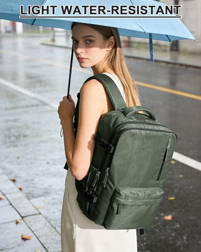 WONHOX Vacuum Seal Backpack for Travel with Air Pump Compression Daypack Personal Item Carry on Flight Approved Vacpack Laptop Space Saver Bags Storage with Vacuum System Travel Bag Women Men Green - color: A6-browngreen