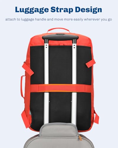 Hynes Eagle Carry on Backpack 38L Large Travel Backpack for Women Flight Approved Weekender Bag Laptop Backpack Men 15 inches Orange - color: Orange