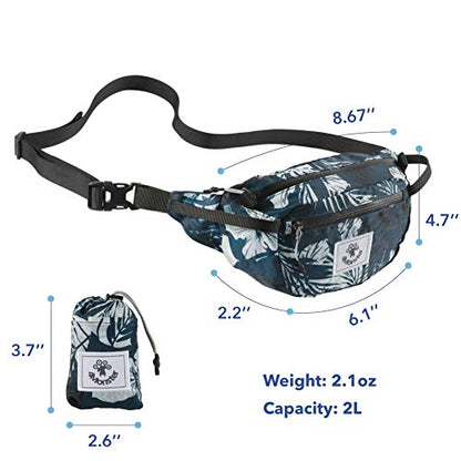4Monster Hiking Waist Packs Portable,Water Resistant Fanny Bag with Adjustable Strap,Lightweight Crossbody Chest Bag Slim Bag - color: Flower Blue