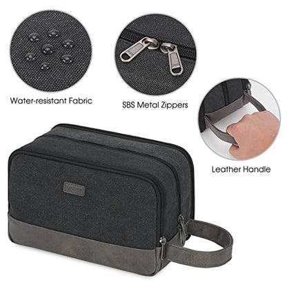 WANDF Travel Toiletry Bag for Men Large Toiletries Shaving Bag Water Resistant Hanging Dopp Kit Travel Accessories Bag for Women Men (Black) - color: Black