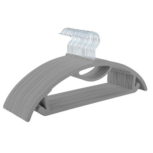 MIZGI Premium Velvet Hangers 50-Pack,No Shoulder Bump Hangers W/Tie Bar Ultra Thin Space Saving Non Slip Hanger Heavy Duty Felt Rounded Clothes Hanger for Sweaters,Coat,Jackets,Pants,Shirts - color: Gray, size: 50 Pack