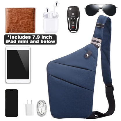 Anti Theft Travel Bag, One Shoulder Large Capacity Cross-body Bag Chest Fashion Lightweight Sling Bags for Travel Sports - color: Blue, style: Right Shoulder