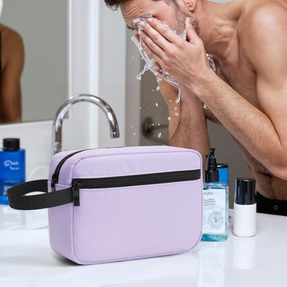 Travel Hanging Toiletry Bag with Carry Handle - Water-Resistant Small Cosmetic Organizer for Men & Women, Makeup, Shaving Kit, Gym & Travel Essentials (Lavender) - color: Lavender