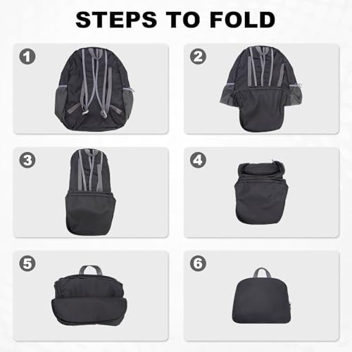 HOLYLUCK 20L Lightweight Packable Hiking Daypack Foldable Backpack for Men Women Small Travel Outdoor Foldable Shoulder Bag-black - color: Black