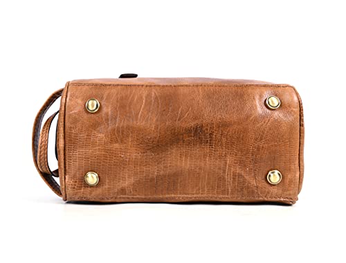 10" Premium Leather Toiletry Travel Pouch With Waterproof Lining | King-Size Handcrafted Vintage Dopp Kit By Aaron Leather Goods (Cerulean) - color: Cerulean