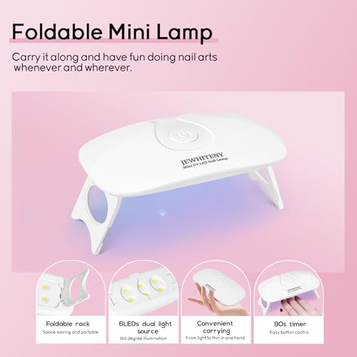 JEWHITENY Poly Extension Gel Nail Kit 14 PCS Poly Gel Kit with Slip Solution and Mini Lamp Nail Art Design Beginner - color: A03