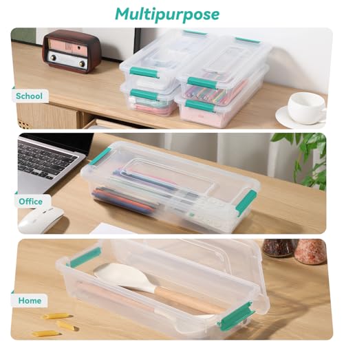 Clear Plastic Storage Bins with Lids Stackable Storage Box for Crafts, Supplies (Small 8Pack Green) - size: Small 8Pack Green