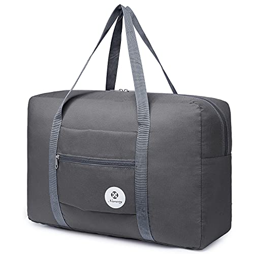 For Spirit Airlines Personal Item Bag Foldable Travel Duffel Bag Tote Carry on Luggage Duffle Overnight for Women and Men - color: 1112 Grey