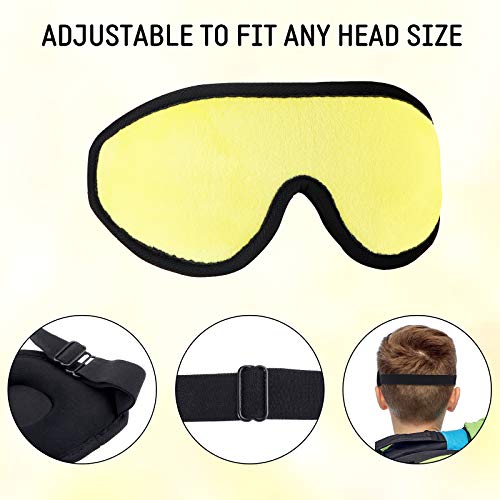 2 Pieces 3D Sleep Mask for Kids Memory Foam Contoured Eye Mask, Travel Sleep Eye Cover with Adjustable Strap, 3D Blindfolds(Pink and Yellow) - color: Pink and Yellow