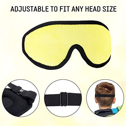 2 Pieces 3D Sleep Mask for Kids Memory Foam Contoured Eye Mask, Travel Sleep Eye Cover with Adjustable Strap, 3D Blindfolds(Pink and Yellow) - color: Pink and Yellow