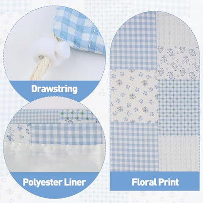 Laundry Bag, Dirty Backpack Laundry Bag For College Travel Laundromat Apartment, With Handles 29" X 18" (Blue Floral Plaid) - color: Blue Floral Plaid