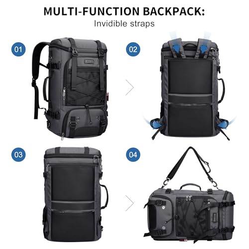 WITZMAN Travel Backpack for Men Large 3 in 1 Convertible Airline Approved Carry-on Luggage Backpack(B715 Silvery Grey) - color: Silvery Grey