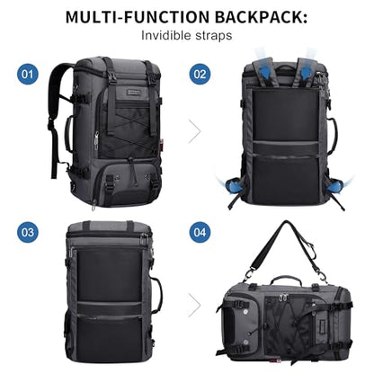 WITZMAN Travel Backpack for Men Large 3 in 1 Convertible Airline Approved Carry-on Luggage Backpack(B715 Silvery Grey) - color: Silvery Grey