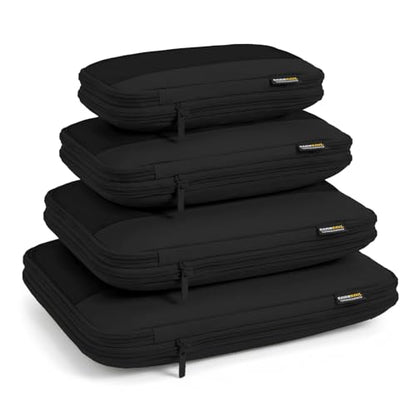 4 Piece Compression Packing Cubes for 3–7 Day Travel, Space Saving Travel Organizers with Breathable Mesh, Double-Zipper Packing Cubes for Carry-On & Suitcases (Black) - color: Black