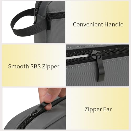 Travel Hanging Toiletry Bag with Carry Handle - Water-Resistant Small Cosmetic Organizer for Men & Women, Makeup, Shaving Kit, Gym & Travel Essentials (Charcoal Gray) - color: Charcoal Gray