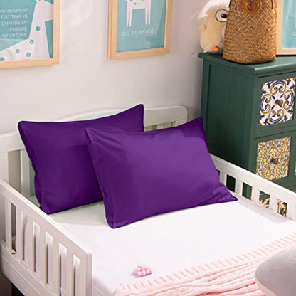 NTBAY Egyptian Cotton Toddler Pillowcases - Set of 2 - Travel Pillow Cases - 500 Thread Count Cotton 13x18 Pillow Covers - Envelope Closure Nursery Pillowcases, 13x18 Inches, Purple - color: Purple