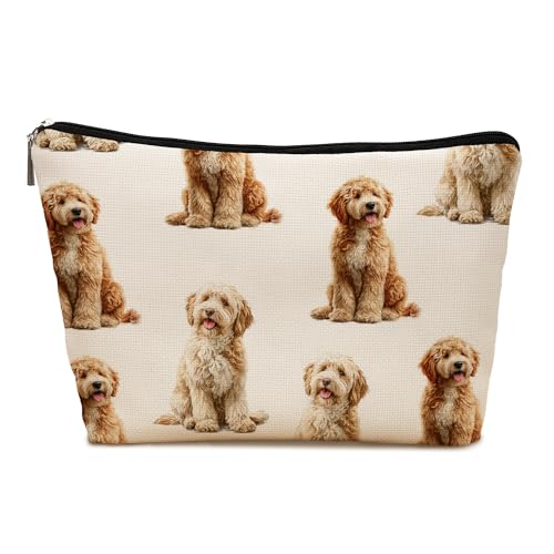Labradoodle Dog Makeup Bag, Labradoodle Lovers Gifts Cosmetic Bag for Women, Dog Mom Lovers Owner Gifts for Women Christmas, Pet Lover Gift Zipper Travel Makeup Pouch for Purse - color: labradoodle
