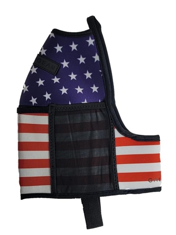 Half-Gallon Fitness Hydration Cover | Neoprene Insulated Cooling & Portable Gym Water Bottle Carrier | CASE with Storage Pockets - color: FLAG USA