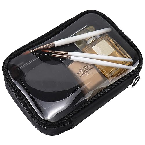 Clear Toiletry Bag, TSA Makeup Bag for Airport, Transparent Toiletry Bag for Men, Black Clear Makeup Case (Medium) - color: Black TPU, size: Medium