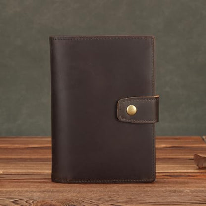 Polare Slim RFID Blocking Leather Passport Holder Travel Bifold Wallet For Men (Dark Brown(Snap Version)) - color: Dark Brown(Snap Version)