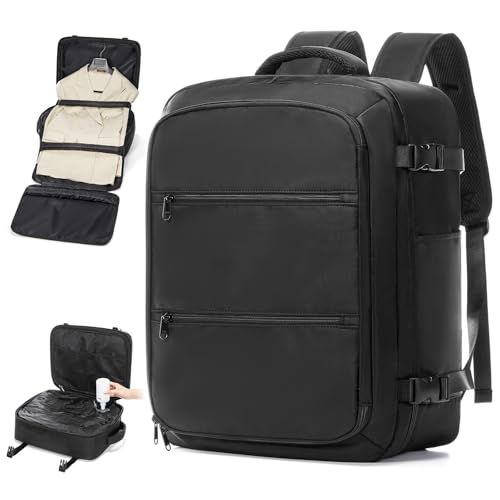 Travel Vacuum Backpack with Garment Bag, Large 18×14×8 Suit Carry on Bags Flight Approved, Personal Item Luggage with Vacuum System, Carry On Suit Luggage for Men Women, Black - color: A16-black-with Pump