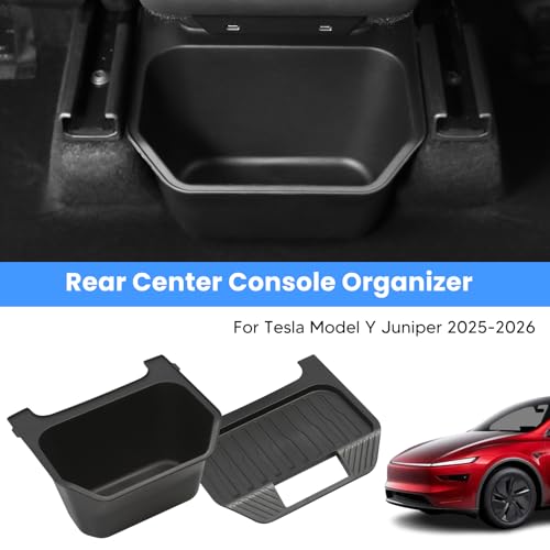 Shademax Custom for 2025 2026 Tesla Model Y Trash Can, Model Y Juniper Rear Center Console Organizer with Lid Cover, Backseat Storage Box Garbage Can Bin for 2026 Model Y Juniper Launch Accessories