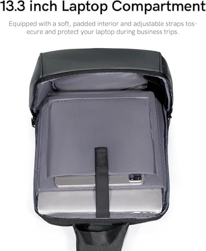 Kingsons 13" Anti-Theft Laptop Sling Backpack. Waterproof nylon, USB port. Ideal for travel, hiking, camping. (FG6301-Black) - color: Fg6301-black