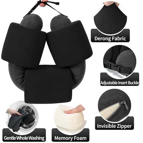 3-Ring Memory Foam Travel Neck Pillow It has obtained a Patent. The Three Rings can be movably Adjusted to Provide Flexible Support for The Neck, Head, and Other Areas.Black - color: Black