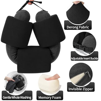 3-Ring Memory Foam Travel Neck Pillow It has obtained a Patent. The Three Rings can be movably Adjusted to Provide Flexible Support for The Neck, Head, and Other Areas.Black - color: Black