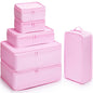 Mossio 6 Set Packing Cubes with Shoe Bag - Lightweight Travel Luggage Suitcase Organizers - color: Pink
