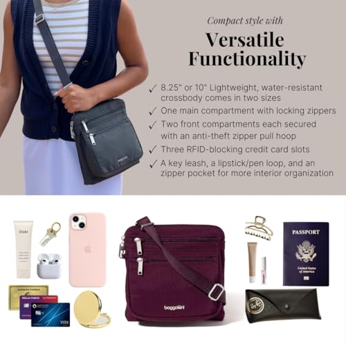 Baggallini Securtex Anti-Theft Crossbody - color: Mulberry