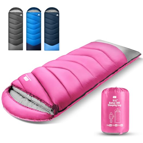 Sleeping Bags for Adults Cold Weather & Warm,Backpacking Camping Sleeping Bag for Tall Girls Boys,Lightweight,Compact,Waterproof Camping Gear for Traveling,Hiking,Hotel,Outdoor & Indoor - color: Pink, size: 4lb(40-60℉)