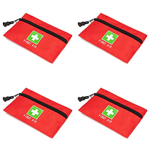 Red Emergency Bag - First Aid Travel Rescue Pouch for Car, Home, Office, Kitchen, Outdoors - Green Print (8.3x5.5, 4pcs) - style: 8.3x5.5inch 4pcs Green Print