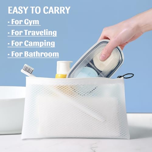 OZNER Clear Travel Soap Case Compatible with Kitsch - Leak-Proof Multi-Use Soap Holder with Draining Layer for Shampoo Bars, Gym, Travel & Camping（Transparent White,1 Pack） - color: Transparent