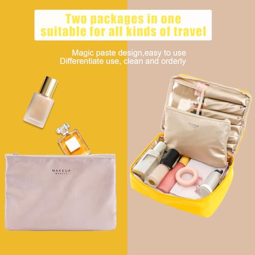 Queboom Travel Makeup Bag Cosmetic Bag Makeup Bag Toiletry bag for women and men (Yellow) - color: Yellow