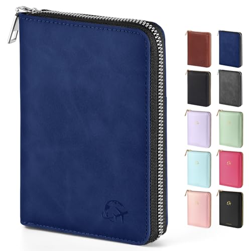 Forvencer Passport Holder Cover with Safe Zipper Closure, Premium Passport Wallet for Travel, Sleek RFID Blocking Card Case, Waterproof Travel Accessories for Men, Navy Blue - color: Navy Blue, style: Zipper Closure