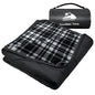 Large Outdoor Waterproof Blanket Extra Thick Fleece Stadium Blanket for Camping, Car, Pet, Picnics - Windproof, Wearable, Machine Washable 80" x 58" (Black Check) - color: Black Check