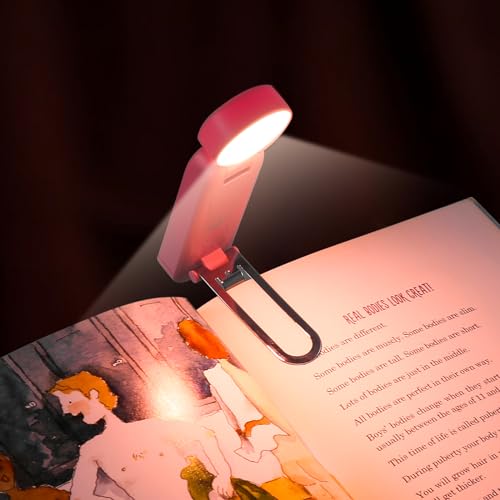 VAVOFO USB Rechargeable Blue Light Blocking Amber Clip On Bookmark Shaped Reading Light for Bookworms Reading in Bed (Pink) - color: Pink