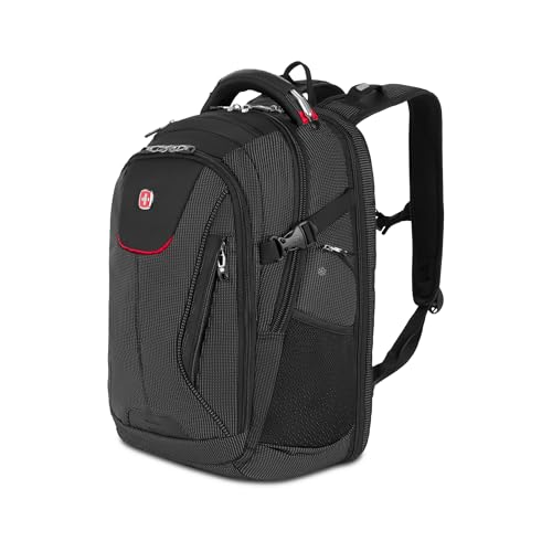 SwissGear Travel Tech Elite Laptop Backpack – Fits Laptops up to 16” – ScanSmart TSA-Friendly Backpack with USB Port, Shoe Compartment & Organizer Pockets – Black Dot - color: Black Dot, style: Travel Tech Elite